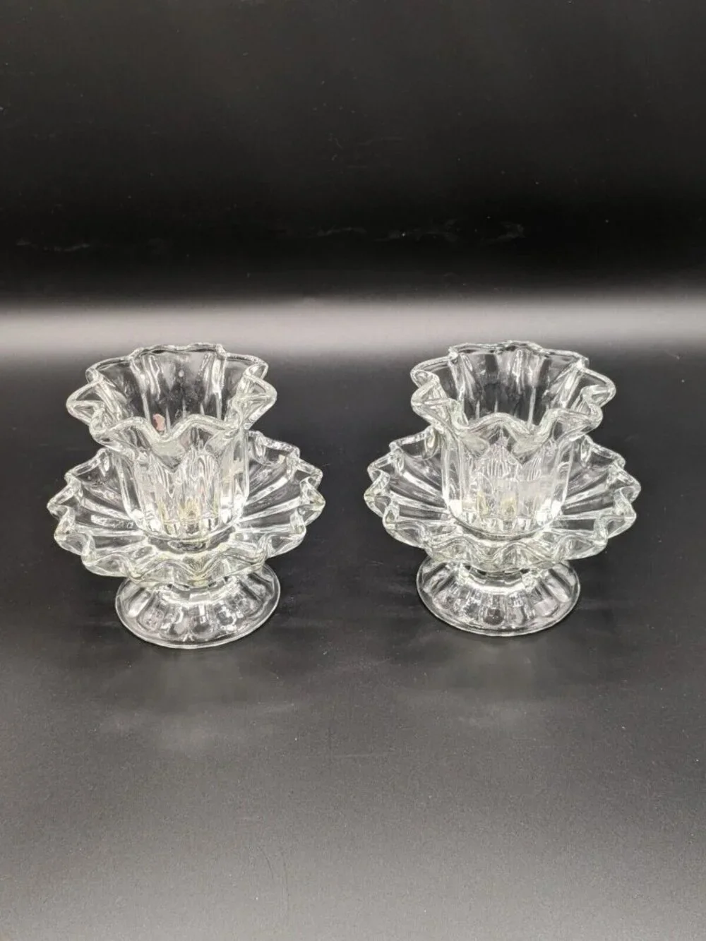 PartyLite Chantilly Peg Votive Cup and Taper Candle Holder Set of 2 Vtg 4